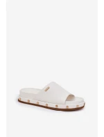Klapki Damskie Na Platformie Z Ćwiekami Big Star RR274216 Białe
