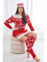 Vianočný set 1001 sveter + čiapka + podkolienky červené
