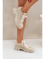 Sneakersy Buty Sportowe Na Platformie CheBello 4632 Złote