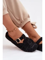 Dámské Mule S Pásky A Zlatou Přezkou Černé Ganelle