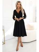 Elegantné midi šaty 657-1 čierne - Numoco