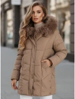 Dámska zimná bunda MORISIO dlhá prešívaná s kapucňou béžová FashionStreet TY5183 Dámska zimná bunda MORISIO dlhá prešívaná s kapucňou béžová FashionStreet TY5183