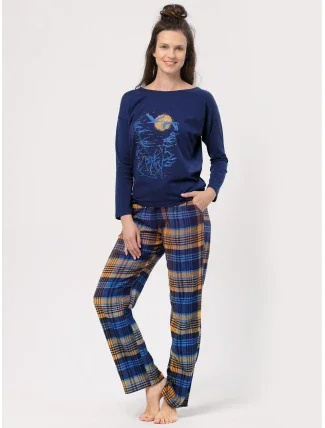Pyžamo Key LNS 937 B24 Flanelové dlhé/r S-XL ženy