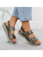 Dámske hnedé kožené sandále Rieker 60462-90 so suchým zipsom