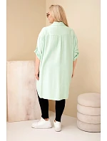 Dámske tričko Plus Size z viskózy s kvetinovou výšivkou tmavá mentolová