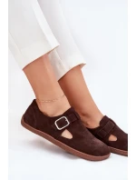 Semišové dámske barefoot topánky s prackou Zazoo N1261 chocolate Semišové dámske barefoot topánky s prackou Zazoo N1261 chocolate