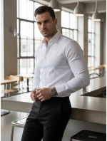 Pánska elegantná hladká biela košeľa SLIM FIT FashionStreet DX2617