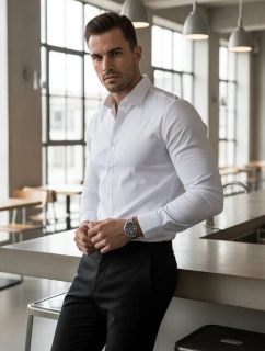 Pánska elegantná hladká biela košeľa SLIM FIT FashionStreet DX2617
