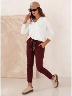 Dámske džínsové nohavice CHARMYOU s opaskom bordová FashionStreet UY2271