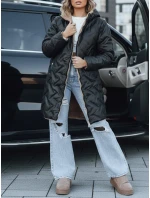 Dámska dlhá prešívaná bunda čierna FashionStreet TY5465 Dámska dlhá prešívaná bunda čierna FashionStreet TY5465