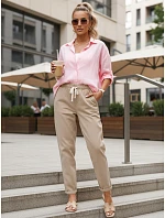 Dámske tepláky s vysokým pásom béžová FashionStreet UY2964