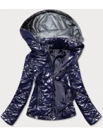 Tmavomodrá lesklá dámska bunda (BR9756-3)