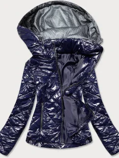 Tmavomodrá lesklá dámska bunda (BR9756-3)
