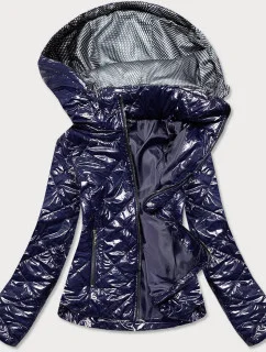 Tmavomodrá lesklá dámska bunda (BR9756-3)