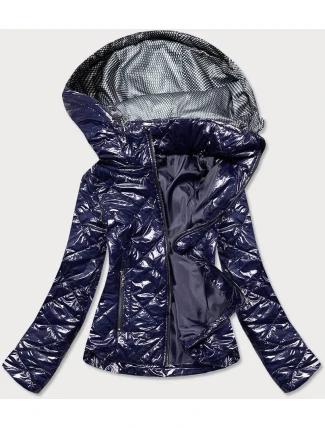 Tmavomodrá lesklá dámska bunda (BR9756-3)