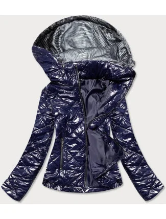 Tmavomodrá lesklá dámska bunda (BR9756-3)