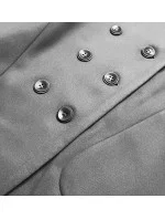 Šedý dámsky kabát plus size s kapucňou (2728)