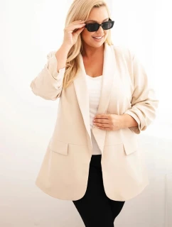 Dámske elegantné sako nadmernej veľkosti béžová