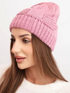Dámska zimná akrylová čiapka s ozdobným úpletom K462 svetlo fialová