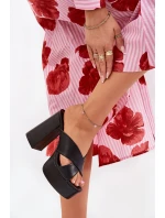 Klapki Damskie Na Platformie I Słupku Czarne Lenobos