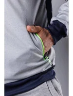 Pánska športová bunda zo zmiešanej tkaniny tmavo modrá - limetková (8M901-215)