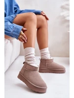 Modne Zamszowe Niskie Śniegowce Khaki Nucca