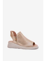 Sandały Damskie Na Koturnie Złote Mevinette