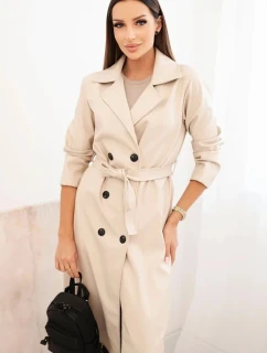 Dámsky kožený kabát béžovej farby - New Collection Italy