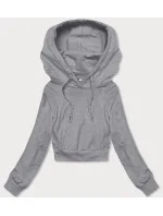 Svetlosivá krátka tepláková mikina s kapucňou (8B939-2)