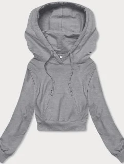 Svetlosivá krátka tepláková mikina s kapucňou (8B939-2)