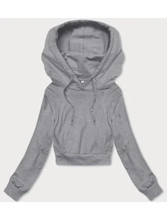 Svetlosivá krátka tepláková mikina s kapucňou (8B939-2)