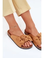 Klapki Damskie Na Korkowej Podeszwie Kokardką Camel Seressa