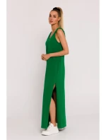 M791 Maxi šaty s hlbokým výstrihom do V - zelené