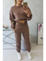 Zateplený set s krátkou mikinou mocca