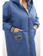 Dámska prešívaná bunda Plus Size s kapucňou a športovými manžetami Light Denim