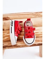 Dziecięce Materiałowe Trampki Na Rzep BIG STAR KK374076 Czerwone
