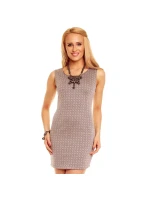 Dámske šaty HS-155 - Šedé s kosoštvorcovým vzorom