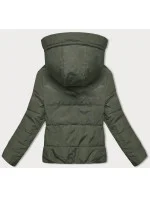 Obojstranná krátka bunda s kapucňou cappuccino-khaki (B8181-12011)