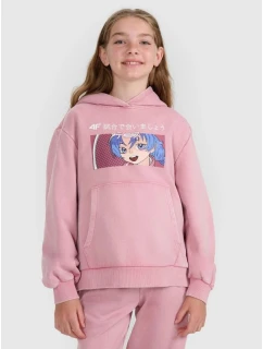 Dievčenská mikina bez prúžkov s kapucňou 4F 4FJRAW25TSWSF2294-54S