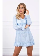 Šaty s ozdobnými volánikmi modré