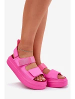Sandały Damskie Na Platformie Z Rzepami Fuksja Nitepira