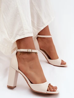 Dámské sandály na podpatku z imitace kůže světle béžové Melvra