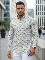 Pánska kvetinová biela košeľa FashionStreet DX2633