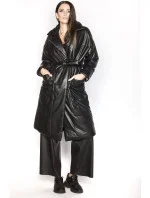 Čierna oversize bunda z ekologickej kože (AG1-J9080)