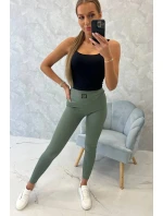 Rebrované legíny tmavá mäta