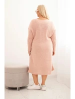 Plus veľkosť Dámske nadrozmerné Mohér sveter sukne s vreckom Powder Pink