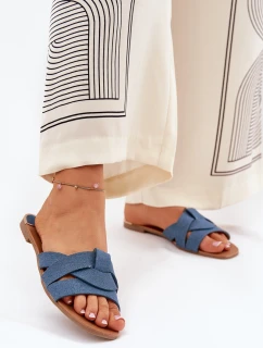 Płaskie Klapki Damskie Z Przeplatającymi Się Paskami Jeansowe Selaenor