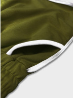 Dámske šortky v khaki farbe s kontrastnou lemovkou (8K208-29)