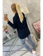 Oversize tmavo modrá tunika na zips s kapucňou Oversize tmavo modrá tunika na zips s kapucňou