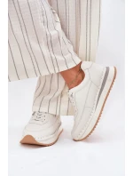 Skórzane Sneakersy Damskie Na Platformie Big Star RR274A333 Białe